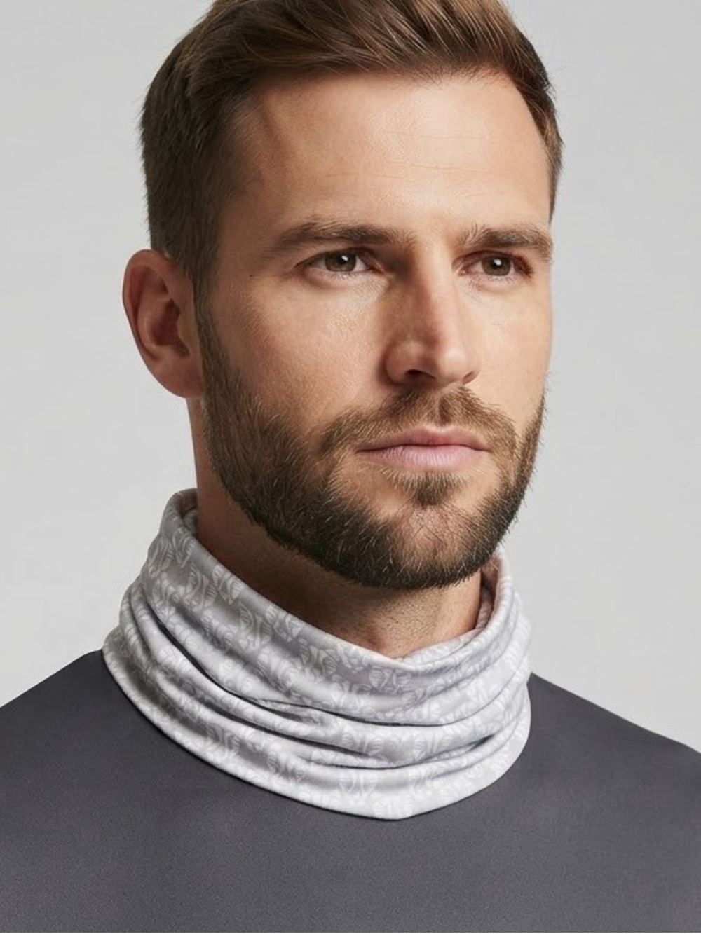 Mattr Men’s Light Gray Patterned Multifunctional Neck Shield
